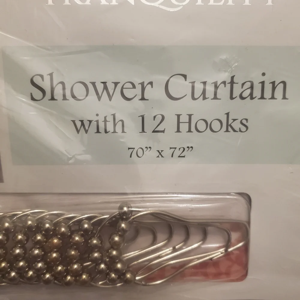 Shower Curtain With 12 Hooks  70x72 Silver Hooks White Orange Salmon Fish Print